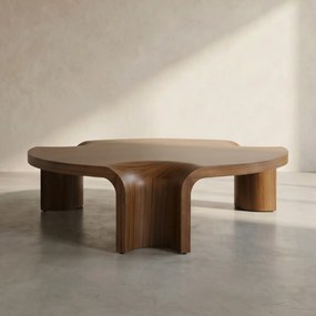 Organische Walnoot Salontafel - 110 X 110cm.