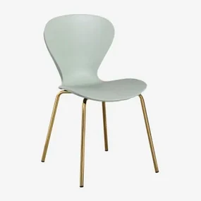 Set Van 2 Stapelbare Eetkamerstoelen Uit Celadon & Goud - Sklum