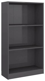 vidaXL Boekenkast 3 schappen 60x24x109 cm bewerkt hout hoogglans grijs