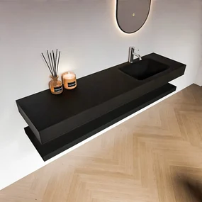 Zaro Alan badmeubel 170cm met planchet urban en vrijhangende wastafel cloud rechts 1 kraangat urban
