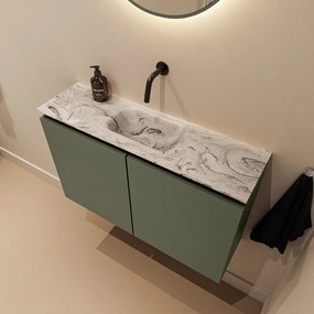 Mondiaz Ture DLux toiletmeubel 80cm army met wastafel glace midden zonder kraangat