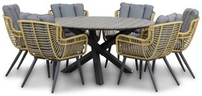 Tuinset Ronde Tuintafel 6 personen 150 cm Wicker/Aluminium/Aluminium/wicker Taupe  Coco Azzano/Ancona