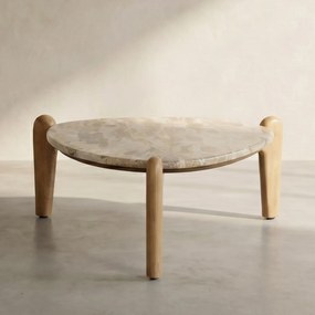 Salontafel Hout En Marmer S - 70 X 70cm.