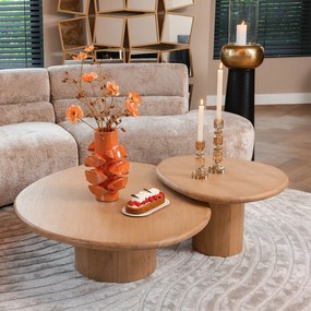 Richmond Interiors Oakley Salontafel Set Eiken Organische Vorm - 114 X 90cm.
