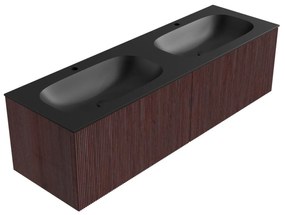 Mondiaz Kurve 150cm badmeubel ruby met 2 lades en wastafel big small dubbel 2 kraangaten urban