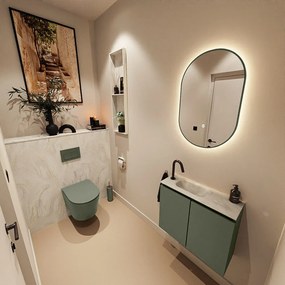 Mondiaz Ture DLux toiletmeubel 60cm army met wastafel ostra links met kraangat