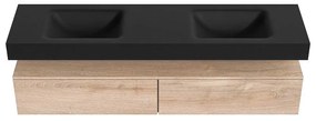 Zaro Alan badmeubel 180cm washed oak 2 lades met vrijhangende wastafel cloud dubbel zonder kraangat urban