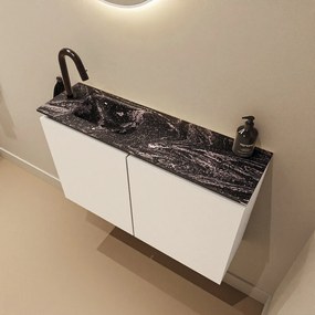 Mondiaz Ture DLux toiletmeubel 80cm talc met wastafel lava links met kraangat