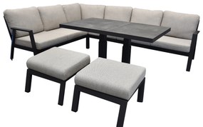 Barolo hoek dining loungeset 6 delige aluminium verstelbare tafel  antraciet
