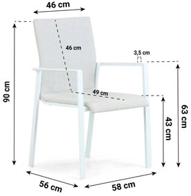 Tuinstoel stapelbaar Aluminium/textileen Wit Lifestyle Garden Furniture Rome