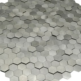Zelfklevende Mozaïektegels Metaal | Mini Hexagon 3D Zilver | 29,8×30,7 cm | Keuken, Bad &amp; WC