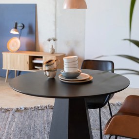 Zuiver Pilar Black Ronde Design Eettafel Zwart - 100 X 100cm.