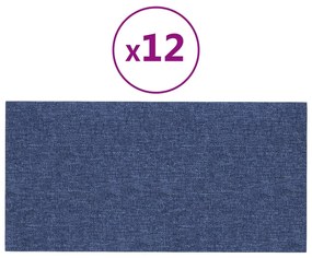 vidaXL Wandpanelen 12 st 2,16 m² 60x30 cm stof blauw