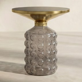 Kare Design Lola Glazen Bijzettafel Met Relief - 50 X 50cm.
