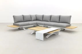 Suns Stockholm loungeset - White/teak - light antraciet