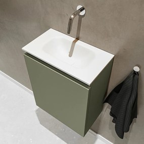 Mondiaz Ture 40cm toiletmeubel army met wastafel talc midden geen kraangat