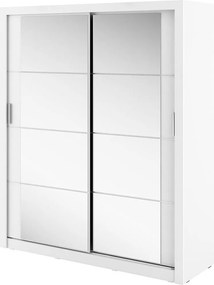 Kledingkast Fresno 102, Wit, 215x180x60cm, Kledingkast deuren: Schuivend, Aantal planken: 5, Aantal planken: 5