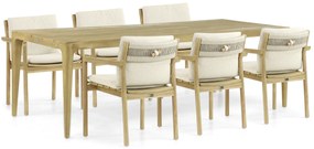 Tuinset 6 personen 240 cm Teak Old teak greywash Santika Furniture Santika