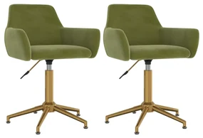 vidaXL Eetkamerstoelen draaibaar 2 st fluweel lichtgroen