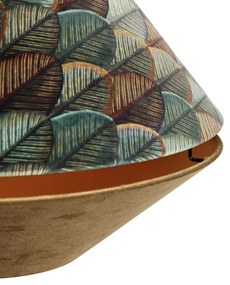 Moderne hanglamp brons met dubbele velours kap blad dessin en beige - Combi 1 Klassiek / Antiek E27 rond Binnenverlichting Lamp