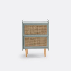 Nachtkastje van riet met 2 laden, Kaya