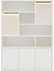 Goossens Basic Buffetkast Madrid, 3 dichte deuren 7 open vakken, wit melamine, 139 x 191 x 45 cm, elegant chic