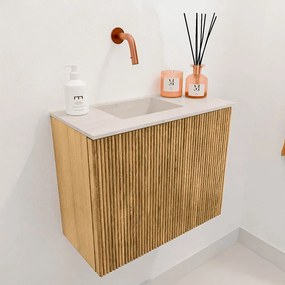 Mondiaz Joya DLux 50cm toiletmeubel oak met wastafel faye links zonder kraangat meli