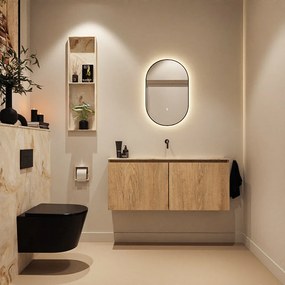 Mondiaz Ture DLux toiletmeubel 120cm washed oak met wastafel frappe midden zonder kraangat