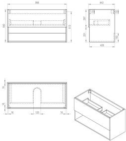 Best Design Rigatti onderkast 100cm zwart mat