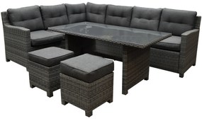 Showroommodel Valencia dining hoek loungeset 5-delig links antraciet wicker