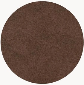 Leren glasonderzetters Circle Nupo Dark Brown, 4-delig