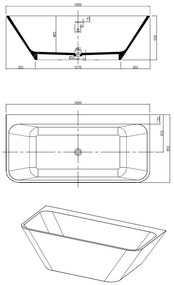 Best Design Borgh semi vrijstaand bad 180x85x55cm zwart