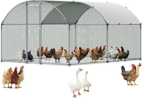 VEVOR kippenhok, 3x4x2 m, inloopren met overkapping, kippenhok met dubbel dak en veiligheidsslot, eenden- en konijnenhok, pluimveeverblijf voor achtertuin, boerderij, erf