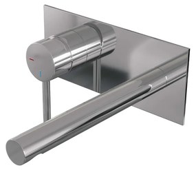 Brauer Chrome Edition ColdStart wastafelkraan inbouw rechte uitloop met achterplaat model A2 chroom