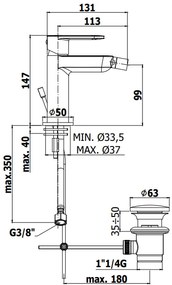 Paffoni Candy bidet mengkraan met afvoerplug chroom