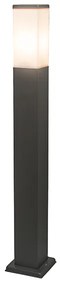 Moderne buitenlamp paal donkergrijs met opaal 80 cm IP44 - Malios