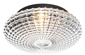 Klassieke plafondlamp zwart met smoke glas 23 cm IP44 - Nohmi