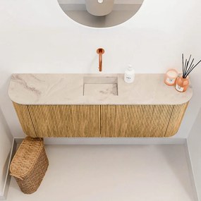 Mondiaz Joya DLux 115cm toiletmeubel ronding links/rechts oak met wastafel faye midden zonder kraangat frappe