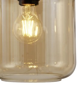 Eettafel / Eetkamer Moderne hanglamp zwart met amber glas 5-lichts - Sheena Modern E27 ovaal Binnenverlichting Lamp