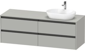 Duravit Ketho 2 wastafelonderbouwkast incl. consoleplaat met 4 laden voor waskom rechts 160x55x56.8cm met handgrepen antraciet betongrijs mat K24899R07070000