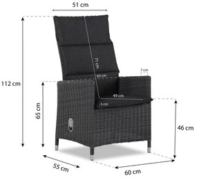 Tuinset 4 personen 200 cm Wicker Zwart Garden Collections Madera/Oregon