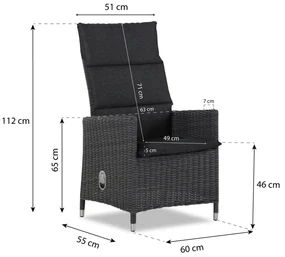 Verstelbare Tuinstoel Wicker Zwart Garden Collections Madera