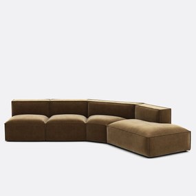 4-delige rechte vintage ribfluwelen bank Seven