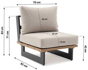 Hoek loungeset 6 personen Aluminium Grijs  Lifestyle Garden Furniture Azzurro