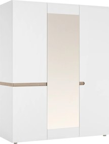 Kledingkast Vesfera 109, Glanzend wit, Wit, Truffel eiken, 209x164x59cm, 167 kg, Kledingkast deuren: Met scharnieren