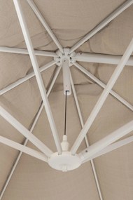 4 Seasons Outdoor Siesta PREMIUM 300 x 300 cm parasol zand doek met wit frame Parasol   houtkleur weerbestendig