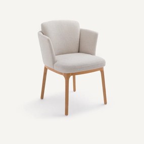 Tafelfauteuil met eikenhouten poten en gevlochten stof Jabote