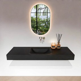 Zaro Alan badmeubel 140cm met planchet talc en vrijhangende wastafel cloud midden zonder kraangat urban