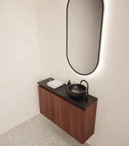 Gliss Design Echo toiletmeubel 80cm choco eiken met toppaneel zwart mat