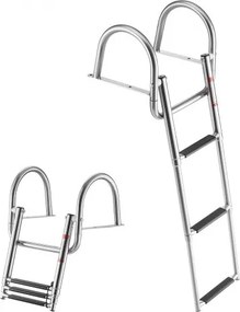VEVOR Uitschuifbare bootladder, zwemladder met 3 treden, antislip pedaal en leuning, draagvermogen 272 kg, toegang vanaf de achterzijde, telescopische ladder gemaakt van 304 roestvrij staal voor boten, steigers, pontons en zwembaden.